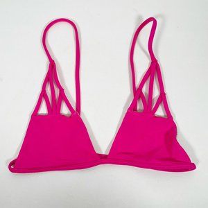 Acacia Santorini Guava Pop Hot Pink Triangle Cage Women's Swimwear Bikini Top S